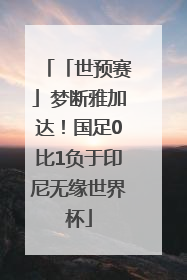 「世预赛」梦断雅加达！国足0比1负于印尼无缘世界杯