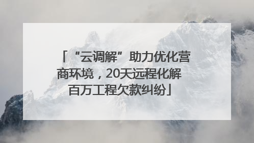 “云调解”助力优化营商环境，20天远程化解百万工程欠款纠纷