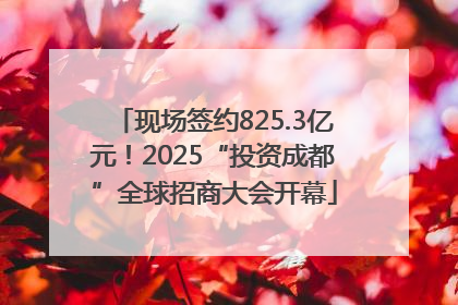 现场签约825.3亿元！2025“投资成都”全球招商大会开幕