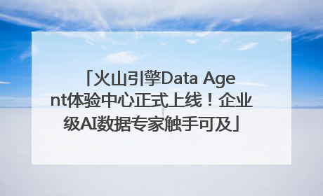 火山引擎Data Agent体验中心正式上线！企业级AI数据专家触手可及