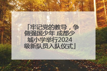 牢记党的教导，争做强国少年 成都少城小学举行2024级新队员入队仪式