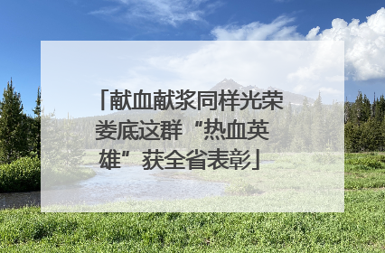 献血献浆同样光荣 娄底这群“热血英雄”获全省表彰