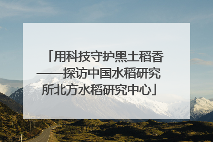 用科技守护黑土稻香——探访中国水稻研究所北方水稻研究中心