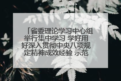 省委理论学习中心组举行集中学习 学好用好深入贯彻中央八项规定精神成效经验 示范带头持续推动全省学习教育走深走实