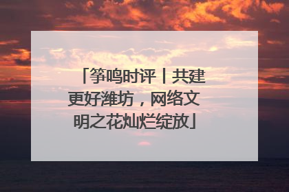 筝鸣时评丨共建更好潍坊，网络文明之花灿烂绽放