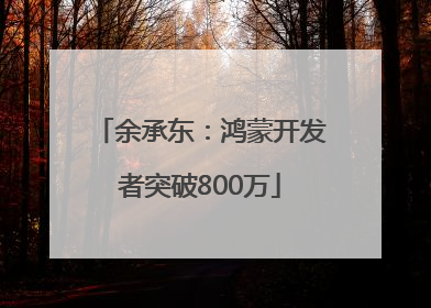 余承东：鸿蒙开发者突破800万
