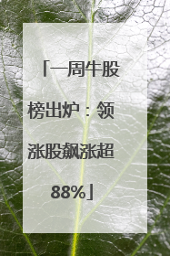 一周牛股榜出炉：领涨股飙涨超88%