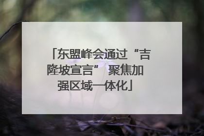 东盟峰会通过“吉隆坡宣言” 聚焦加强区域一体化