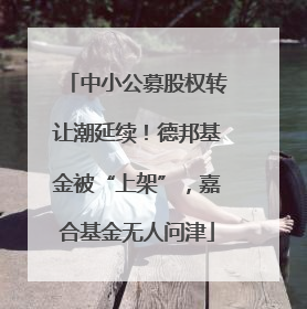 中小公募股权转让潮延续！德邦基金被“上架”，嘉合基金无人问津