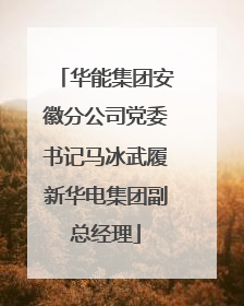 华能集团安徽分公司党委书记马冰武履新华电集团副总经理