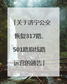 关于济宁公交恢复317路、501路原线路运营的通告