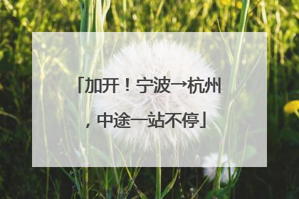 加开！宁波→杭州，中途一站不停