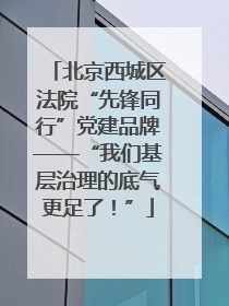 北京西城区法院“先锋同行”党建品牌——“我们基层治理的底气更足了！”