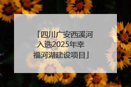 四川广安西溪河入选2025年幸福河湖建设项目