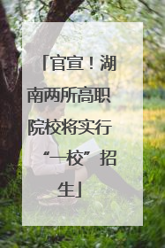官宣！湖南两所高职院校将实行“一校”招生