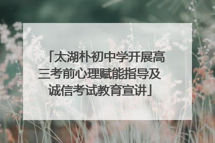 太湖朴初中学开展高三考前心理赋能指导及诚信考试教育宣讲