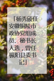 杨秀颀任安徽铜陵市政协党组成员、秘书长人选，曾任枞阳县委书记