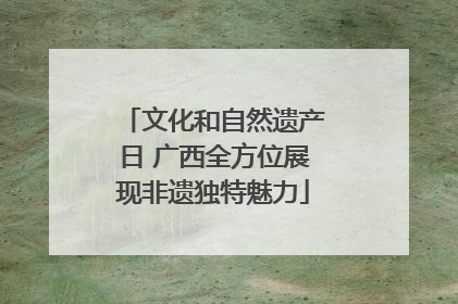 文化和自然遗产日 广西全方位展现非遗独特魅力