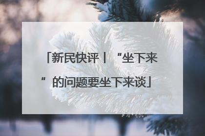 新民快评丨“坐下来”的问题要坐下来谈