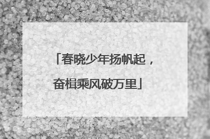 春晓少年扬帆起，奋楫乘风破万里