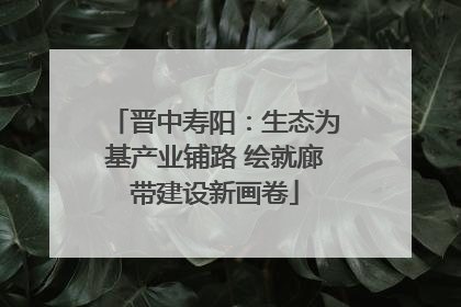晋中寿阳：生态为基产业铺路 绘就廊带建设新画卷