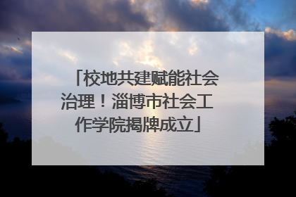 校地共建赋能社会治理！淄博市社会工作学院揭牌成立