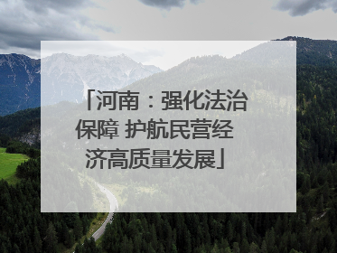 河南：强化法治保障 护航民营经济高质量发展