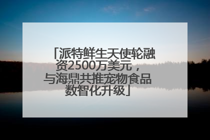 派特鲜生天使轮融资2500万美元，与海鼎共推宠物食品数智化升级