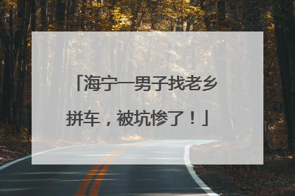 海宁一男子找老乡拼车，被坑惨了！