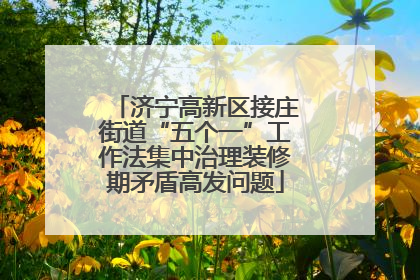 济宁高新区接庄街道“五个一”工作法集中治理装修期矛盾高发问题