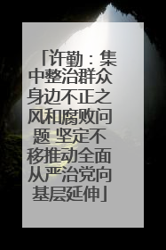 许勤：集中整治群众身边不正之风和腐败问题 坚定不移推动全面从严治党向基层延伸