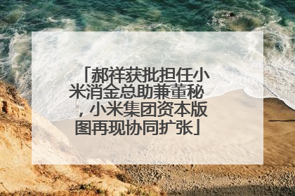 郝祥获批担任小米消金总助兼董秘，小米集团资本版图再现协同扩张