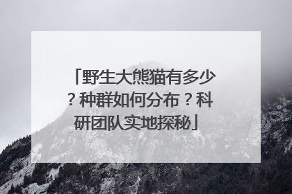 野生大熊猫有多少？种群如何分布？科研团队实地探秘
