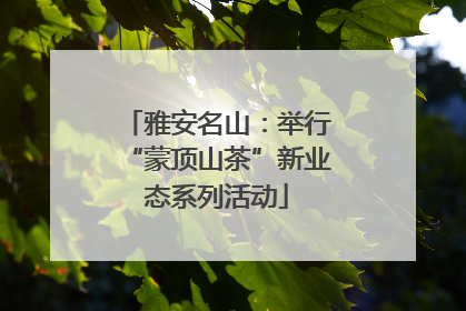 雅安名山：举行“蒙顶山茶”新业态系列活动