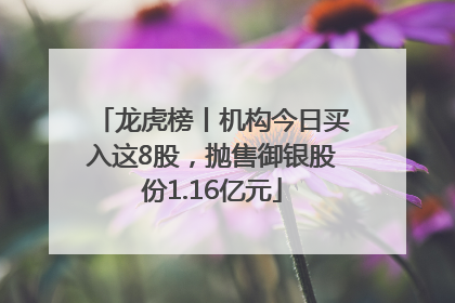 龙虎榜丨机构今日买入这8股，抛售御银股份1.16亿元