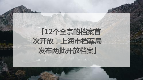 12个全宗的档案首次开放，上海市档案局发布两批开放档案