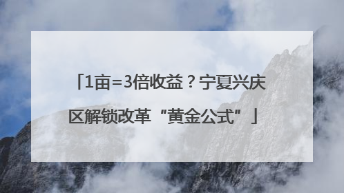 1亩=3倍收益？宁夏兴庆区解锁改革“黄金公式”