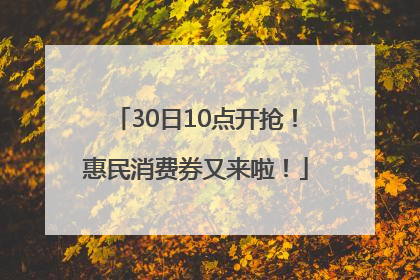 30日10点开抢！惠民消费券又来啦！