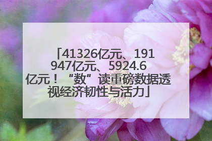 41326亿元、191947亿元、5924.6亿元！“数”读重磅数据透视经济韧性与活力