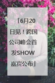 6月20日见！跨国公司峰会首发SHOW嘉宾公布